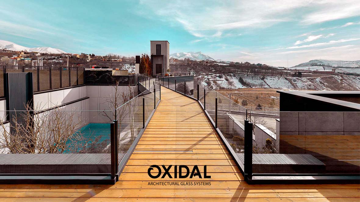 نرده شیشه ای اکسیدال هندریل شیشه ای جان پناه شیشه ای